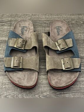 Boden Men’s Double Strap Leather Nubuck Sandals Multicolor -Size 10